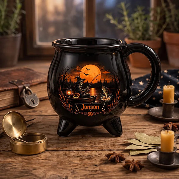 Halloween Fishing Personalized Cauldron Mug