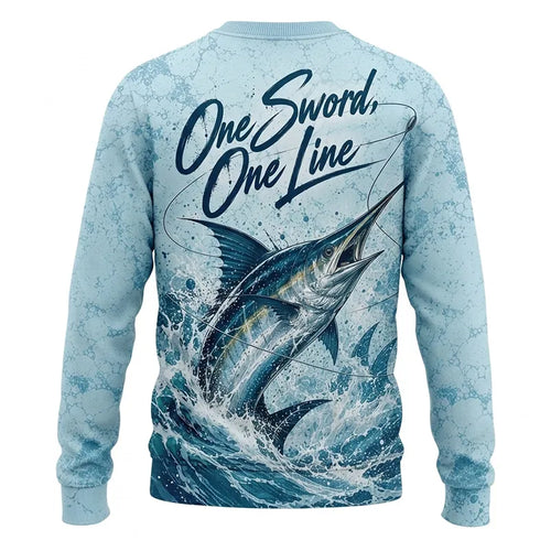 3D Fishing Deep Sea Marlin Ocean Design Sweater