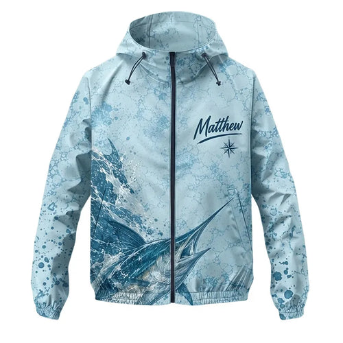 3D Fishing Deep Sea Marlin Ocean Design Windbreaker Jacket