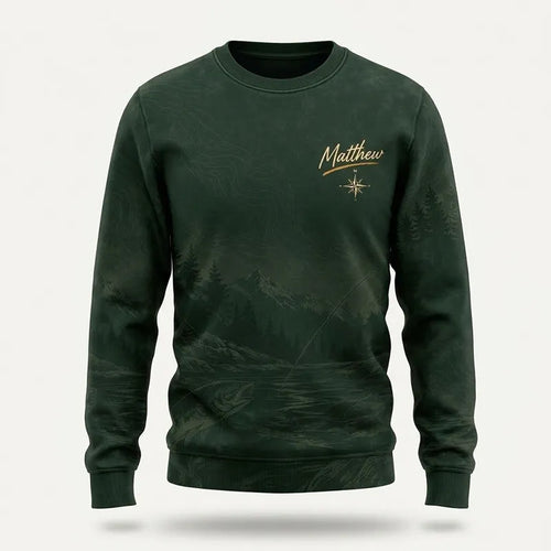 Personalized Off the Grid Fishing Topographic Map Sweater