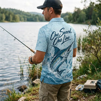 3D Fishing Deep Sea Marlin Ocean Design Polo Shirt
