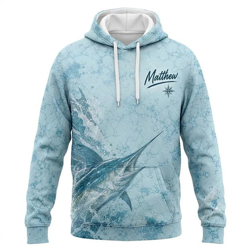 3D Fishing Deep Sea Marlin Ocean Design Hoodie