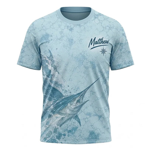 3D Fishing Deep Sea Marlin Ocean Design T-Shirt