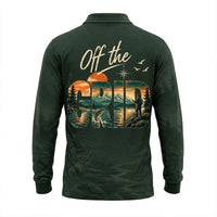 Personalized Off the Grid Fishing Topographic Map Polo Long Sleeve Shirt