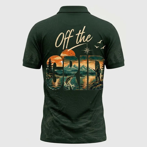 Personalized Off the Grid Fishing Topographic Map Polo Shirt