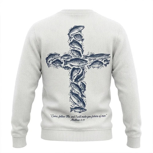 Personalized Matthew 4:19 Fishers of Men Christian Fishing Sweater