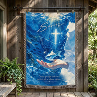 Savior James 1:17 Christian Ocean Faith Tassels Blanket