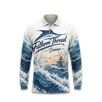 Fathom Thread Marlin Saltwater Adventure Polo Long Sleeve Shirt