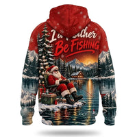 I'd Rather Be Fishing Santa Christmas 3D Hoodie