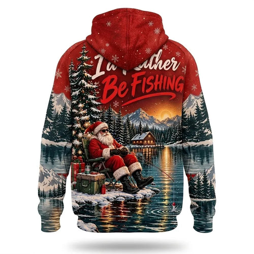I'd Rather Be Fishing Santa Christmas 3D Hoodie