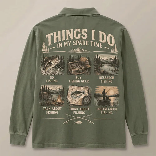 Things I Do in My Spare Time Fishing Polo Long Sleeve Shirt
