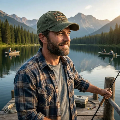 Mine's So Big I Have To Use Two Hands Funny Fishing Vintage Dad Hat
