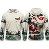 I'd Rather Be Fishing Santa Christmas Hooded Long Sleeve Shirt