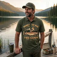 Mines So Big I Have To Use Two Hands Vintage Fishing Polo Shirt