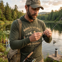 Mines So Big I Have To Use Two Hands Vintage Fishing Hooded Long Sleeve Shirt