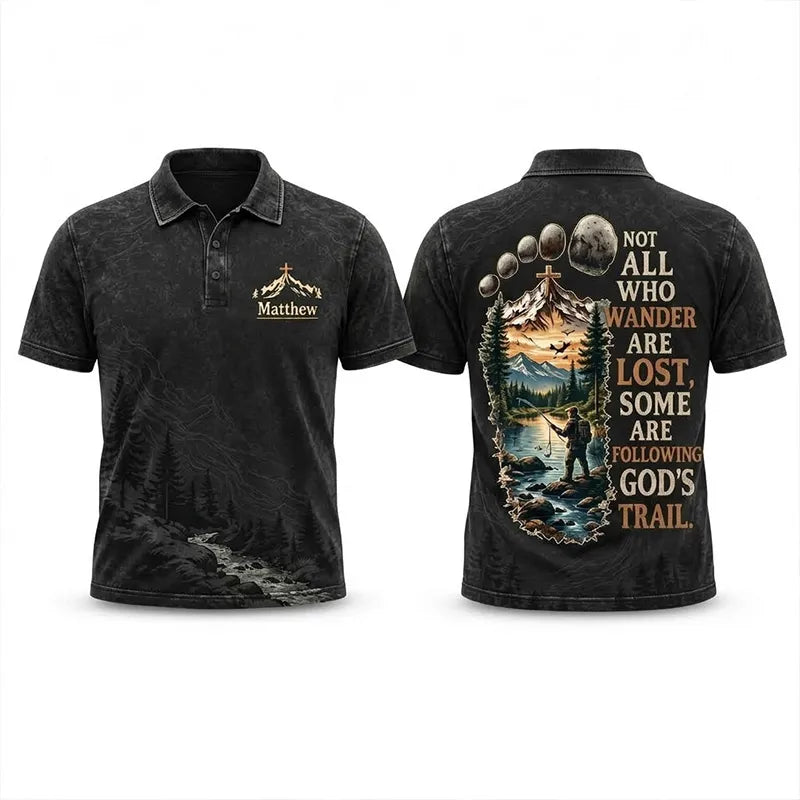 Faith Over Mountains Personalized Name Christian Polo Shirt