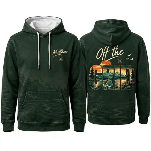 Personalized Off the Grid Fishing Topographic Map Hoodie