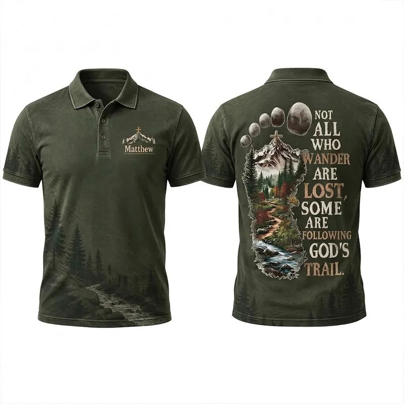 Faith Over Mountains Personalized Name Christian Polo Shirt