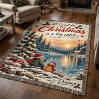 Personalized Christmas Fishing Big Catch Tassels Blanket