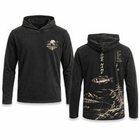 Personalized Vintage Bass Fishing Graphic Hooded Long Sleeve Shirt