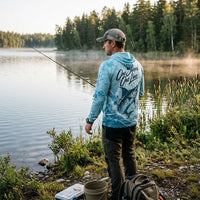 3D Fishing Deep Sea Marlin Ocean Design Long Sleeve Hooded Shirt