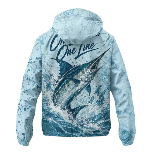 3D Fishing Deep Sea Marlin Ocean Design Windbreaker Jacket