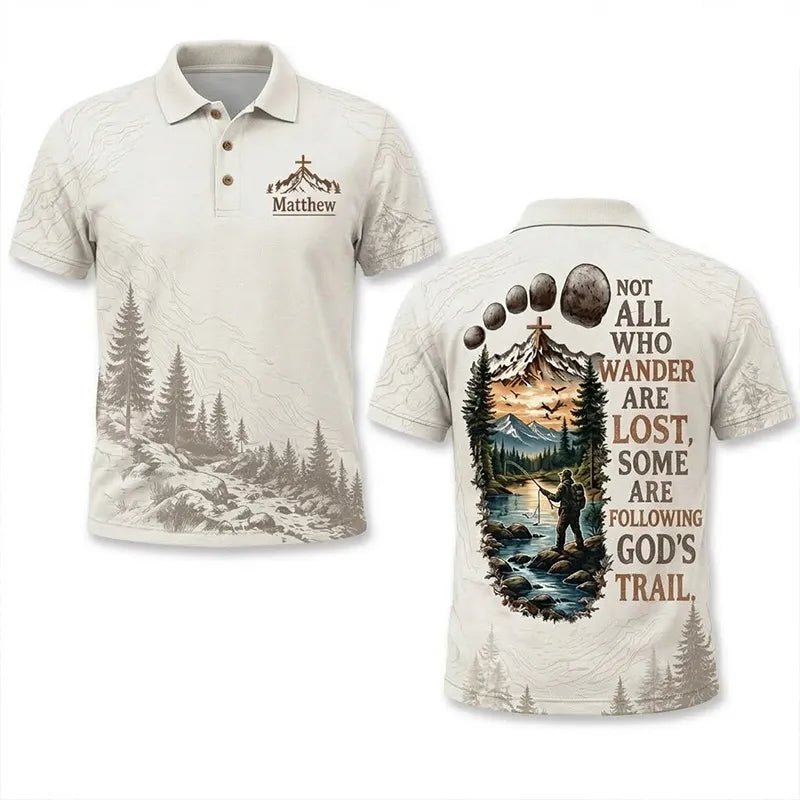 Faith Over Mountains Personalized Name Christian Polo Shirt