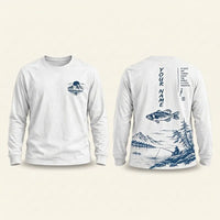 Personalized Vintage Bass Fishing Graphic Long Sleeve Shirt