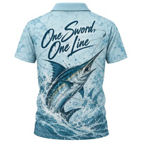 3D Fishing Deep Sea Marlin Ocean Design Polo Shirt