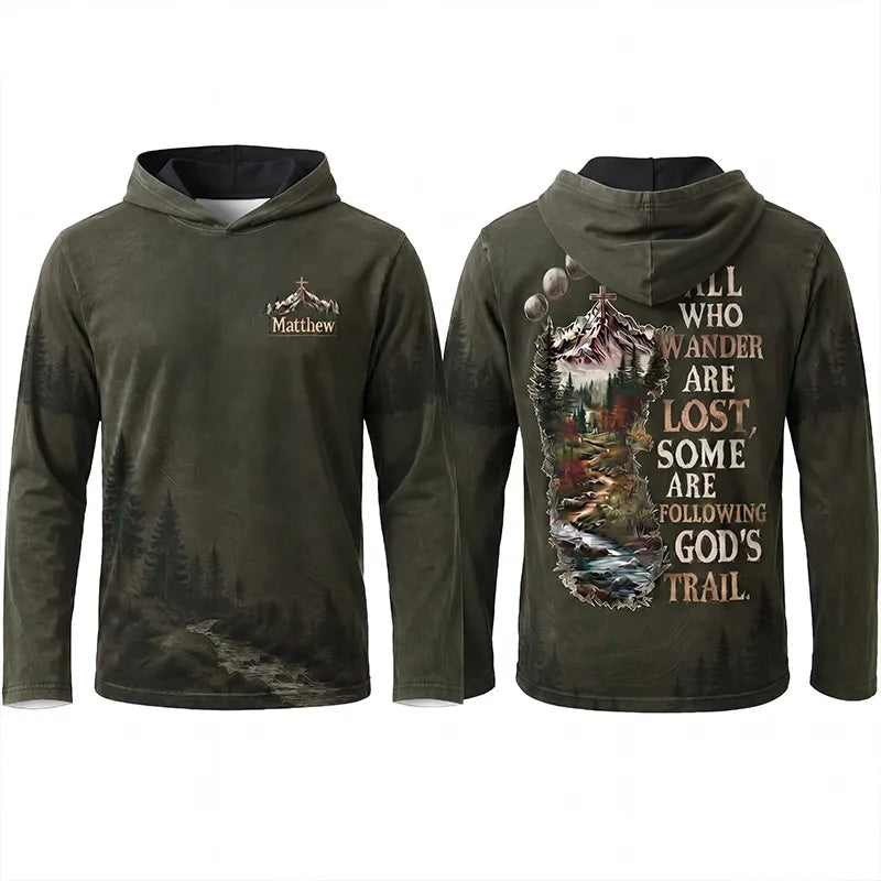 Faith Over Mountains Personalized Name Christian Hooded Long Sleeve Shirt