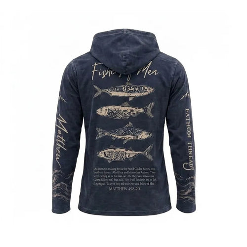 Personalized Fathom Threads Fishers of Men Christian Fishing Hooded Long Sleeve Shirt