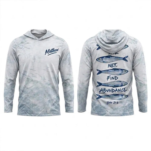Personalized Cast Your Net Find Abundance Hooded Long Sleeve Shirt