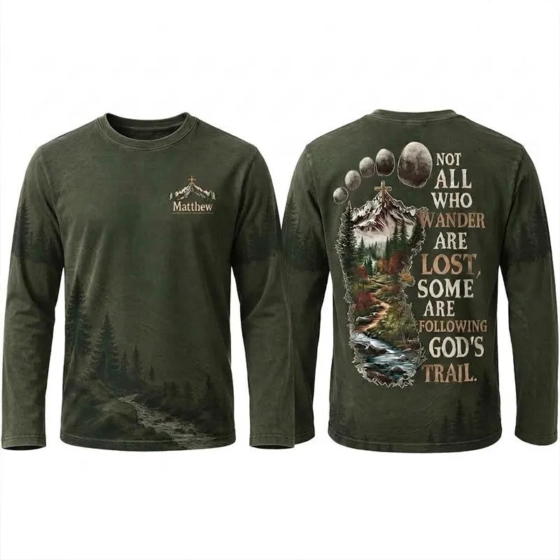 Faith Over Mountains Personalized Name Christian Long Sleeve Shirt