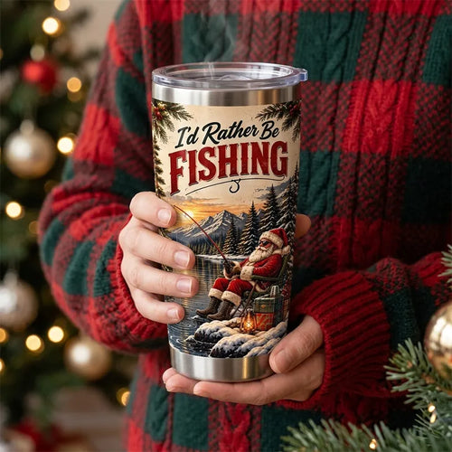 Personalized I'd Rather Be Fishing Christmas 20oz Tumbler