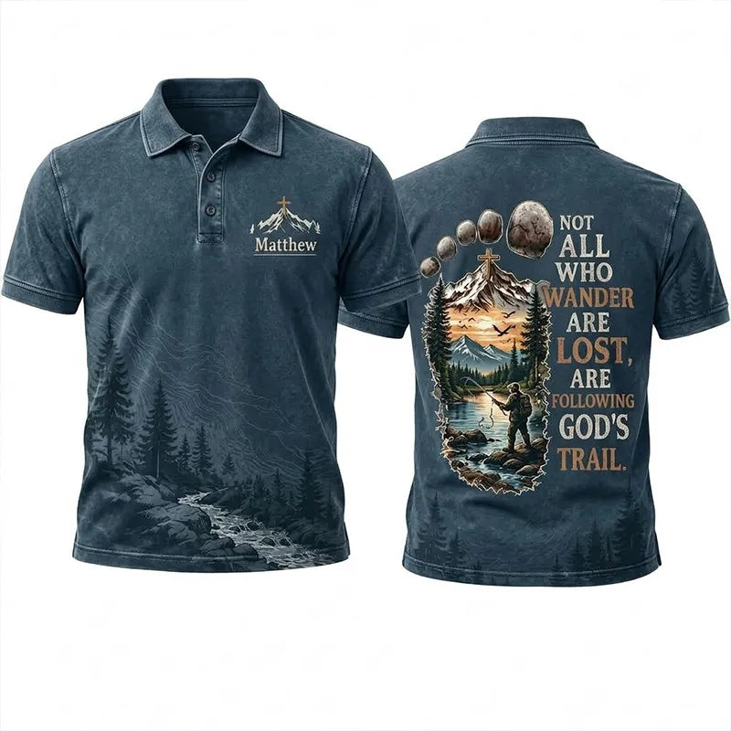 Faith Over Mountains Personalized Name Christian Polo Shirt