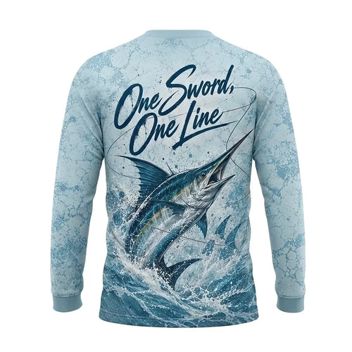 3D Fishing Deep Sea Marlin Ocean Design Long Sleeve Shirt