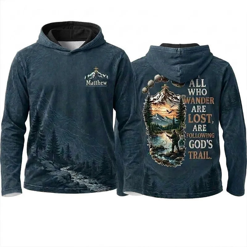 Faith Over Mountains Personalized Name Christian Hooded Long Sleeve Shirt