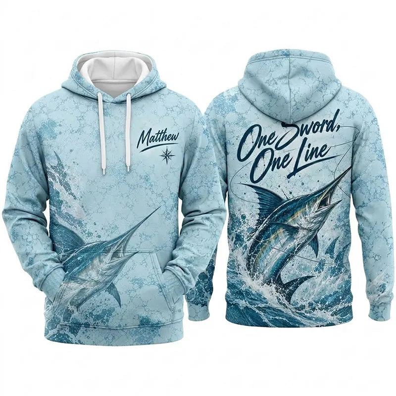3D Fishing Deep Sea Marlin Ocean Design Hoodie