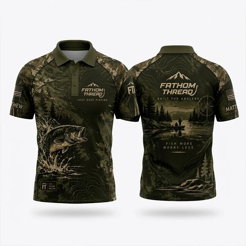 Fathom Thread Fish More Worry Less Fishing Polo Shirt
