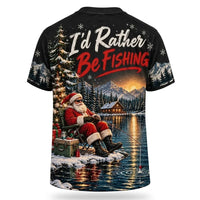 I'd Rather Be Fishing Santa Christmas T-Shirt