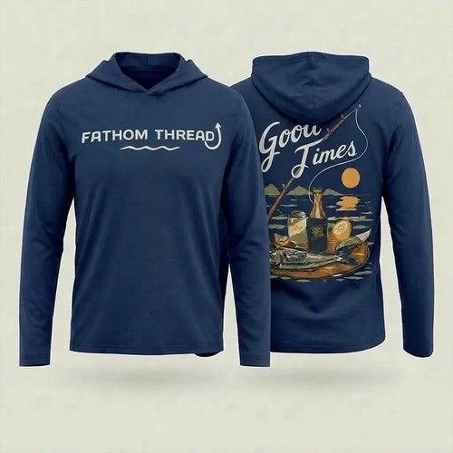 Fathom Threads Good Times Fishing Hooded Long Sleeve Shirt