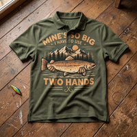 Mines So Big I Have To Use Two Hands Vintage Fishing Polo Shirt
