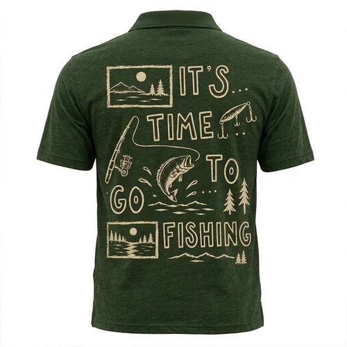 Personalized It's Time To Go Fishing Fathom Thread Polo Shirt