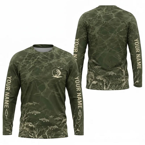 Personalized Underwater Fishing Water Ripple Long Sleeve Shirt