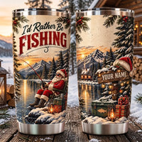 Personalized I'd Rather Be Fishing Christmas 20oz Tumbler