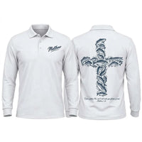 Personalized Matthew 4:19 Fishers of Men Christian Fishing Polo Long Sleeve Shirt