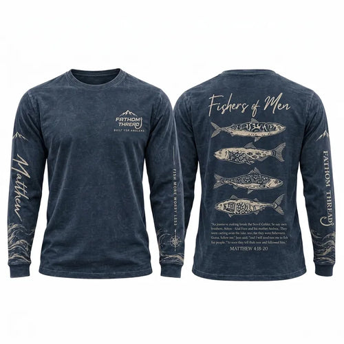 Personalized Fathom Threads Fishers of Men Christian Fishing Long Sleeve Shirt