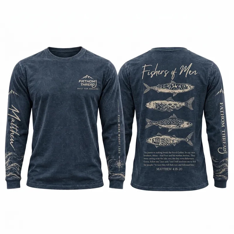 Personalized Fathom Threads Fishers of Men Christian Fishing Long Sleeve Shirt