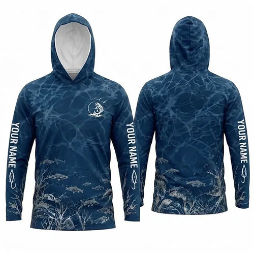 Personalized Underwater Fishing Water Ripple Hooded Long Sleeve Shirt
