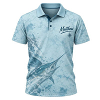 3D Fishing Deep Sea Marlin Ocean Design Polo Shirt